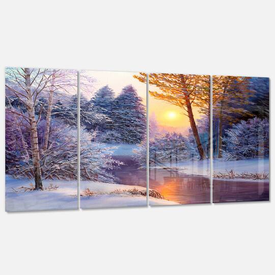 Designart - Winter Forest in River